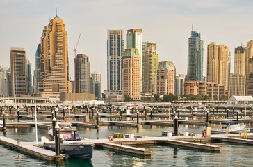 Fototapeta na wymiar architectural landscape of the coast of the city of Dubai
