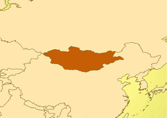 Mongolia map old vintage asia