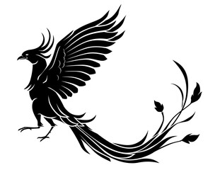 Phoenix Side View Silhouette, Mythical Bird