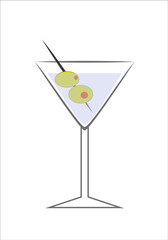 Flat Coctail vector illustration, isolated on white background