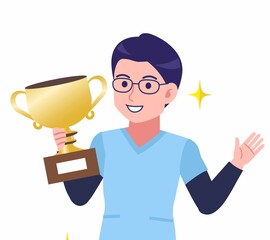 メガネを掛けた看護師の男性