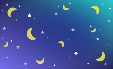 Obraz na płótnie Canvas Night Sky with moon and star background wallpaper. Night Galaxy, Moon, Star