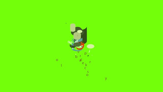 Fog spray icon animation cartoon object on green screen background