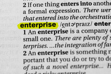 Highlighted word enterprise concept and meaning