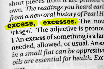 Highlighted word excess concept and meaning.