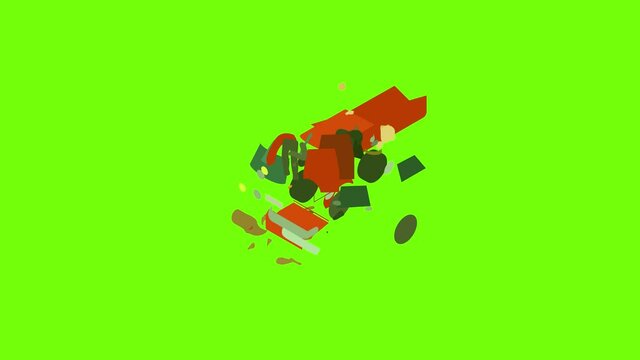 Accident scene icon animation cartoon object on green screen background