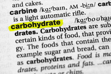 Obraz premium Highlighted word carbohydrate concept and meaning