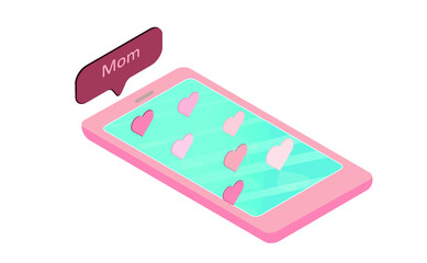 Smartphone.Rose Received message.Isometry