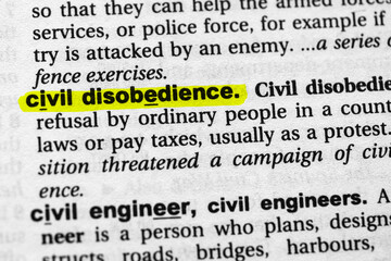 Highlighted word civil disobedience concept and meaning