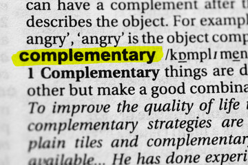 Highlighted word complementary concept and meaning.