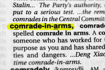 Highlighted word comrade in arms concept and meaning