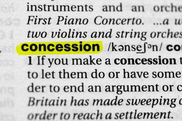 Highlighted word concession concept and meaning.