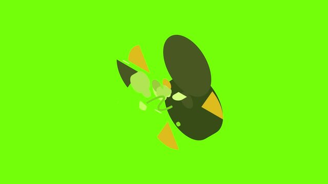 Radiation icon animation cartoon object on green screen background