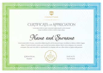 Certificate template. Diploma of modern design or gift certificate.