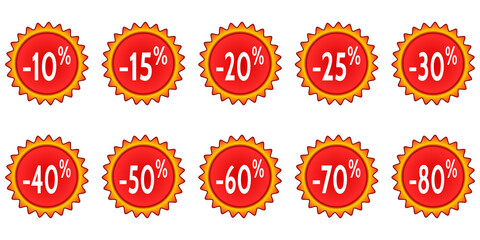 Soldes Ensemble de 10 Boutons Étoiles 23 branches Rouge Orange Jaune