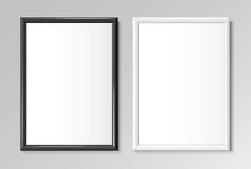 Realistic black and white frames for paintings or photographs.