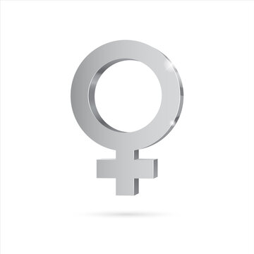 Female gender symbol Venus. silver 3d symbol.