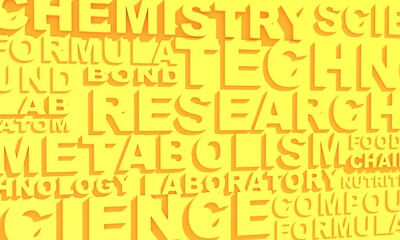 Words cloud of medical research. 3D illustration