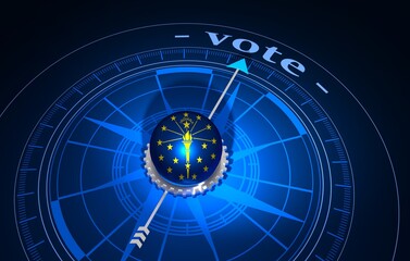 Abstract vintage navigation equipment. Motivation to voting. 3D illustration