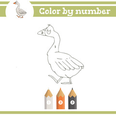 Color by numbers. Coloring page for preschool children. Learn numbers for kindergartens. Educational game. Vector illustration