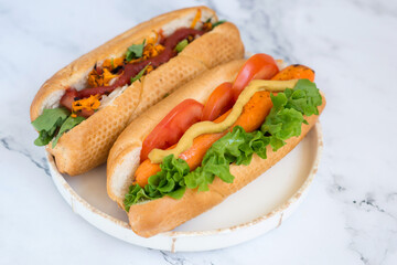vegetarian hot dog with carrots