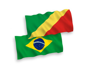 Flags of Brazil and Republic of the Congo on a white background