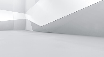 Abstract white polygonal wall background. Futuristic Geometric structure design concept. 3d Render.