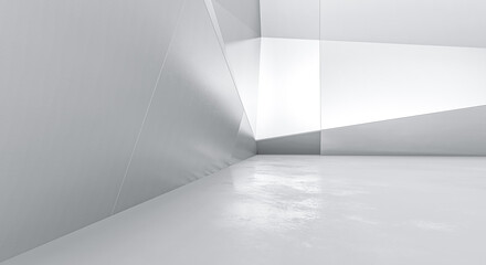 Abstract white polygonal wall background. Futuristic Geometric structure design concept. 3d Render.