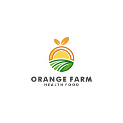 Orange farm logo design, fresh food vector illustration