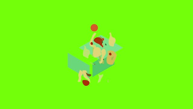 Water polo icon animation cartoon object on green screen background