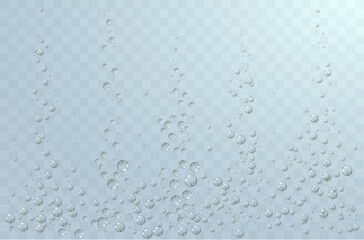 Underwater background with fizzing air bubbles. Fizzy sparkles in water, sea, aquarium, ocean.