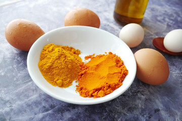 eggs and cooking ingredient on table 