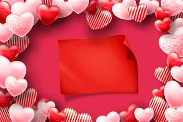 Beautiful illustration of a heart design. Happy Valentine's Day background with heart and real composition for fashion banner, poster or greeting card 3d images Illustration