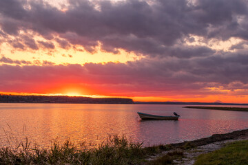 sunset lake in the eastern hokkaido