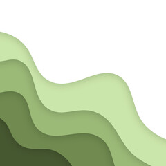  Green flyers with colorful paper cut waves shapes. 3D abstract paper style, design layout for business presentations, flyers, posters, prints, decoration, cards, brochure cover, banners
