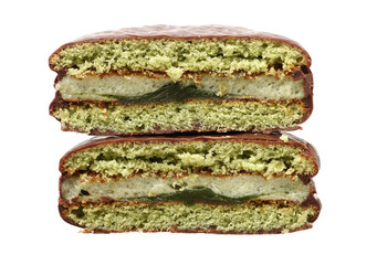 chocolate cake on white background 