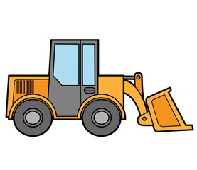 Cartoon wheeled bulldozer color variation for coloring page isolated on white background