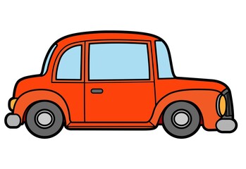 Cartoon retro passenger car outlined for coloring on a white background