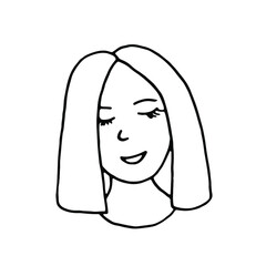 Doodle girl face.Line art drawing sketches of woman.Hand drawn line art vector illustration.