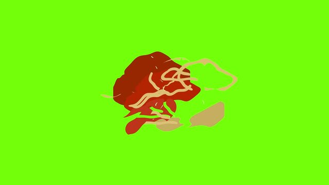Meat piece icon animation cartoon object on green screen background