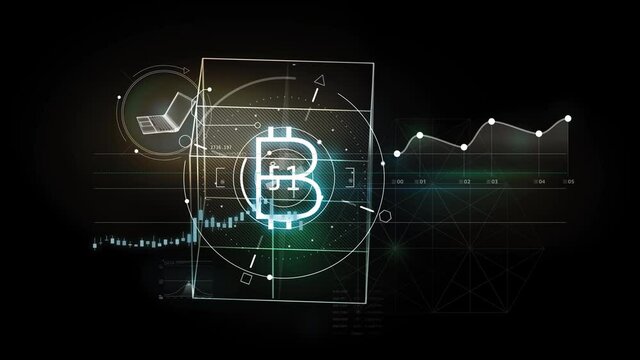 Bitcoin virtual infographics, animated with alpha channel.