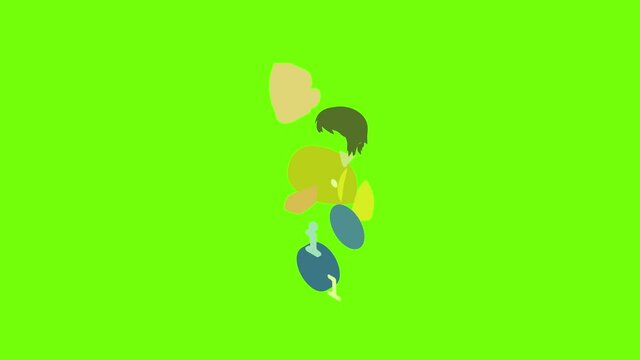 Info icon animation cartoon object on green screen background