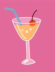 Cocktail drink with orange, decorated with cherry