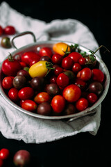 Cherry Tomatoes Different Colors Plate Black Yellow Red Tomatoes