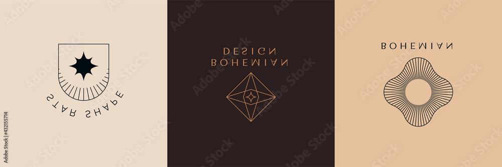 Aufkleber Vector set of design elements and shapes for abstract backgrounds and modern art - logo design templates, frames, photo overlays and stars
