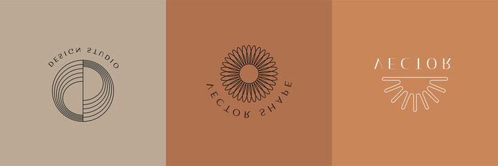 Vector set of design elements and shapes for abstract backgrounds and modern art - logo design templates, frames, photo overlays and stars
