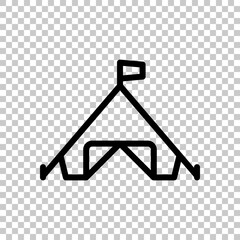 Camping tent, simple icon of tourism. Black editable linear symbol on transparent background © fokas.pokas
