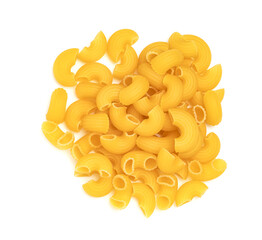 raw macaroni pasta isolated on white background