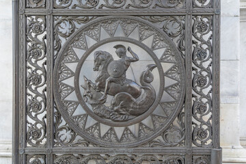 July 2020. London. Marble Arch gate detail, London, England United Kingdom Europe