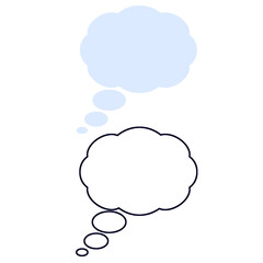 Bubble cloud thinking. Set of Comic book icon of conversation and thoughts. Blue flat cartoon illustration